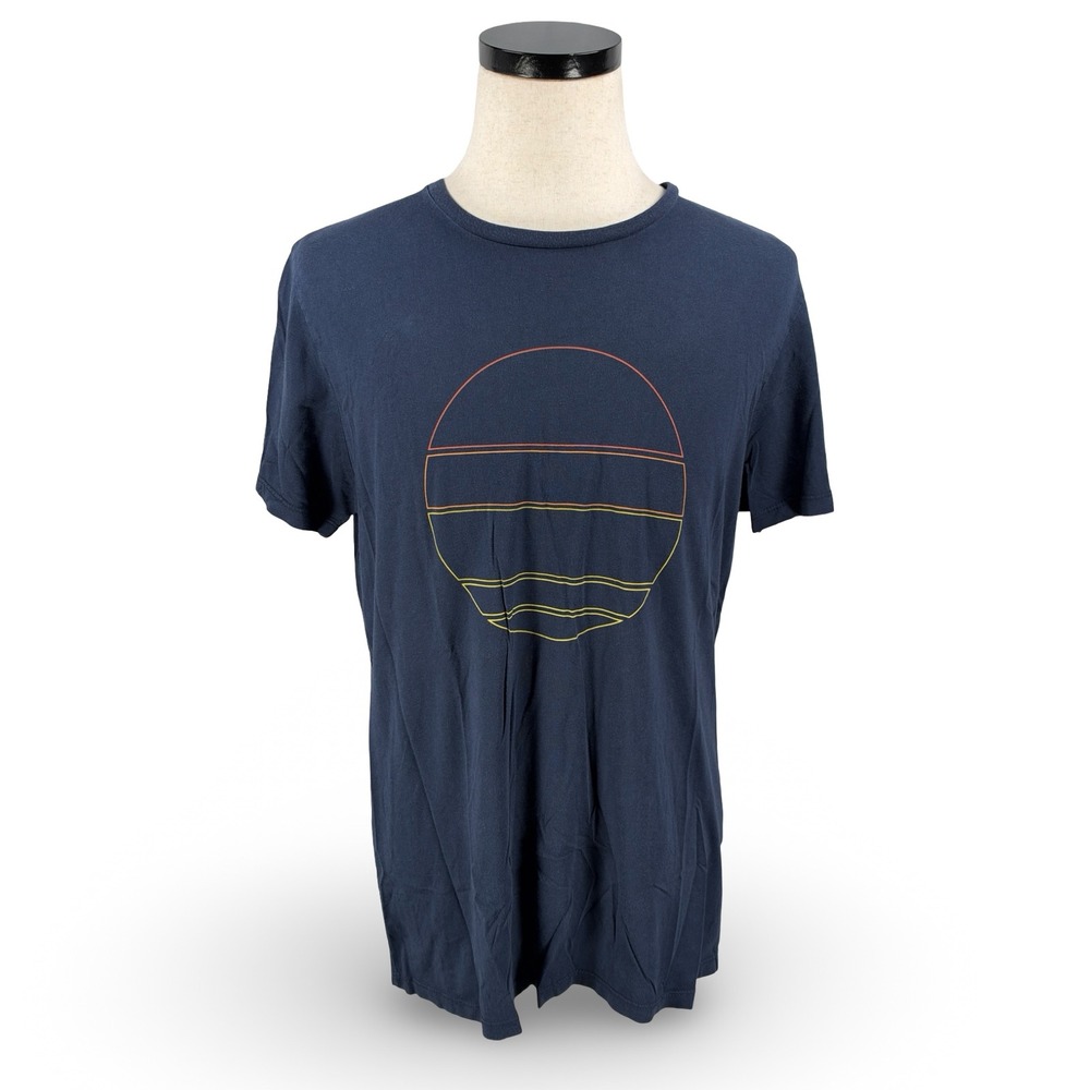 Marine Layer Mens Large Navy Blue Sunset Graphic Supima Cotton Modal T-Shirt